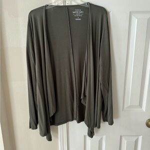 Torrid Sz 1 Super Soft Knits Army Green Open Drape Stretch Jersey Cardigan